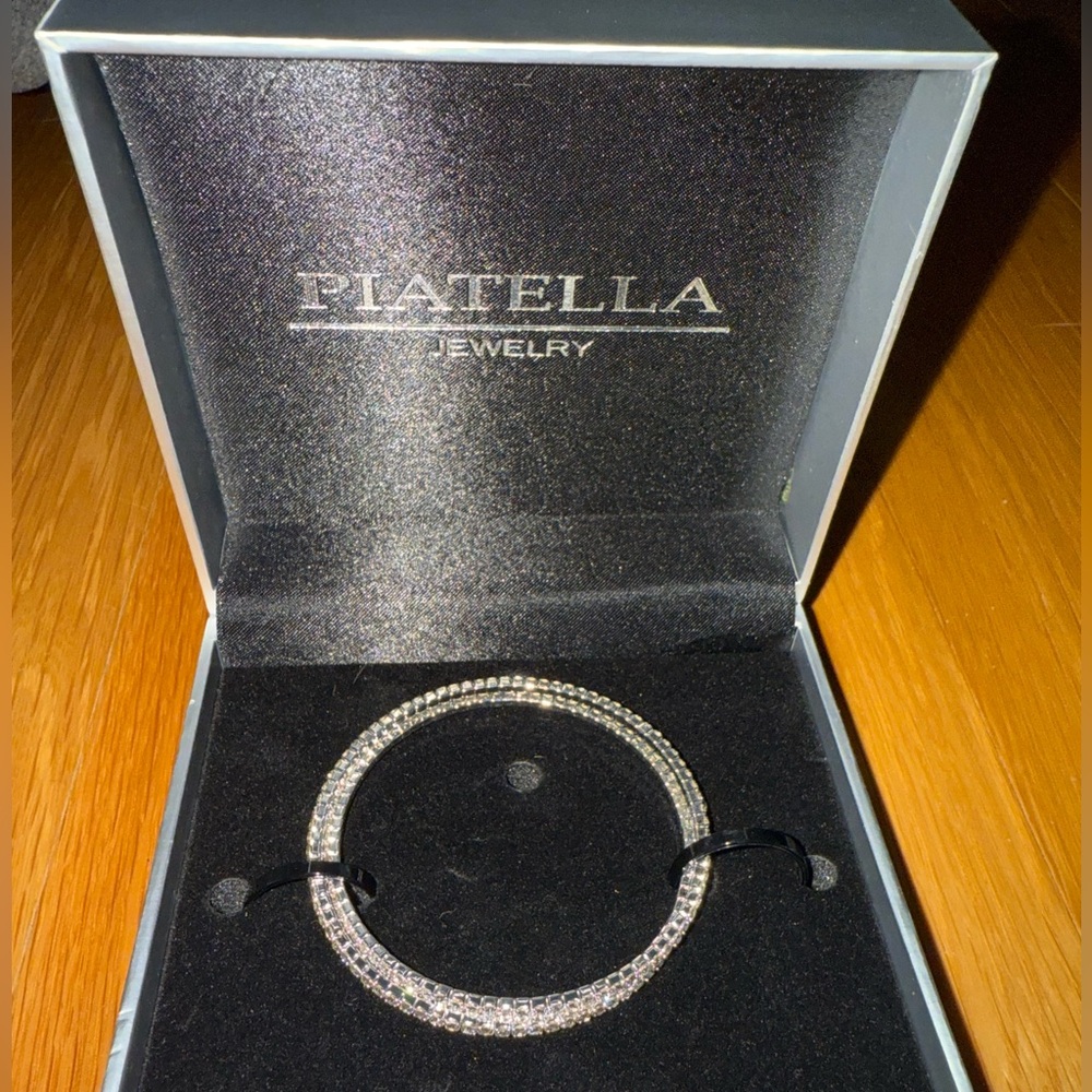 Piatella stainless steel Swarovski bling wrap bracelet NIB